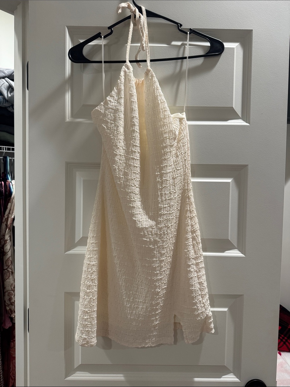 Le Lis Cream Halter Mini Dress